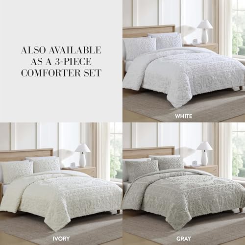 Beatrice Home Fashions King Cotton Chenille Bedspread - Ivory Medallion