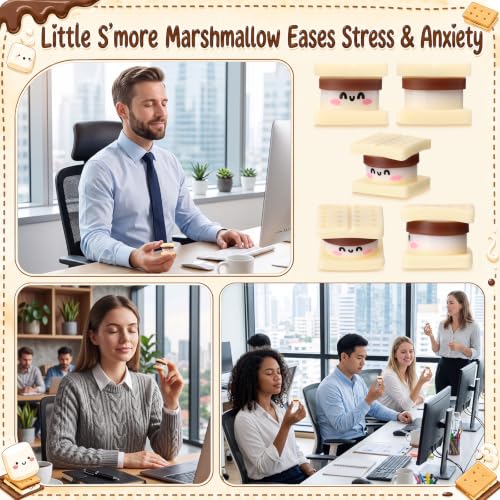 20 Pcs S'mores Marshmallow Stress Balls, Soft Fidget Squeeze Toys