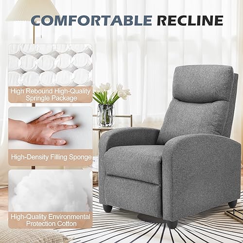 Massage Recliner Chair with Lumbar Support, Modern Fabric Home Theater Seating