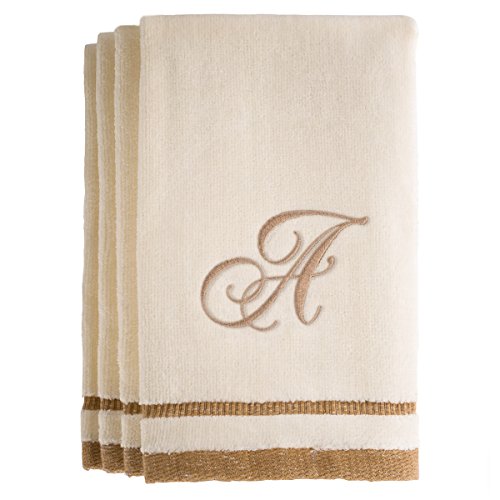 Monogrammed Fingertip Towels - Set of 4, 100% Cotton Embroidered Hand Towels