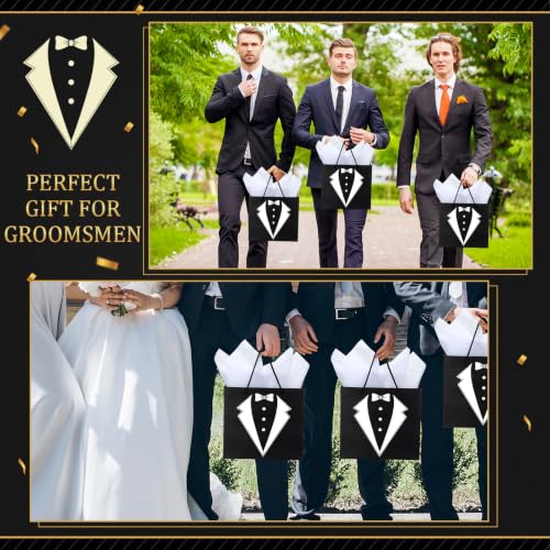 Rigibright 80 Pcs Black Groomsmen Gift Set for Wedding - Flasks, Shot Glasses & More