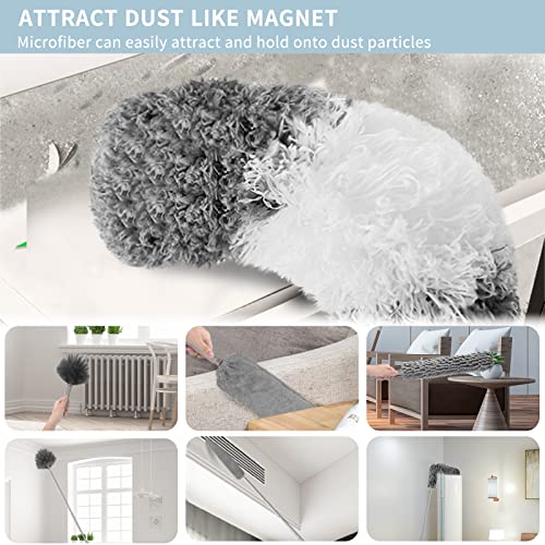 Extendable Microfiber Duster Set with 100-Inch Pole for High Ceilings & Fans