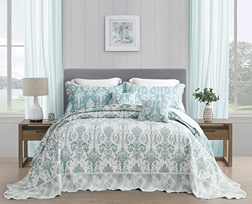 Oversized Alaskan King Bedspread Set, Soft Green Matelasse Design