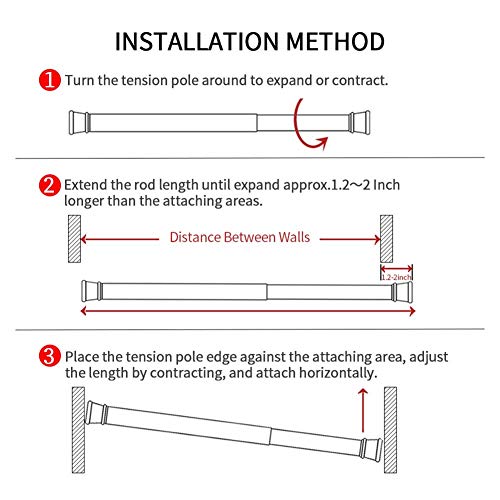 Adjustable Spring Tension Curtain Rod (28-43 Inch) - Heavy Duty No-Drill Rod