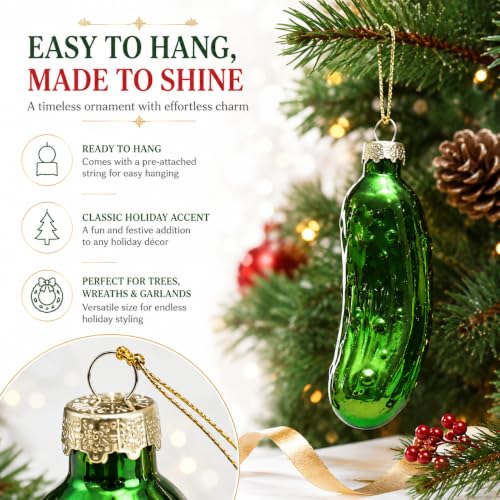 Essivox Traditional Glass Christmas Pickle Ornament - Holiday Tree Decoration, Festive Hanging Xmas Decor (Variant C)