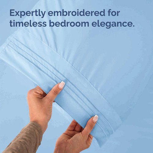 King Pillow Cases by [Brand Name] - Ultra Soft Hotel Quality Covers | Wrinkle-Free, Stain-Resistant - 4 Piece Set in Light Blue