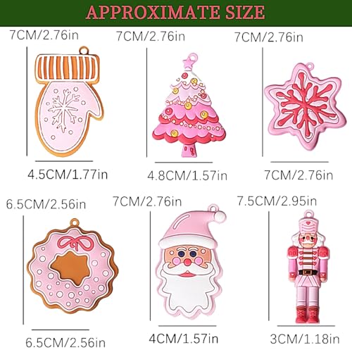SeBneny Style6 Pink Christmas Tree Ornaments Set - 12PCS Holiday Decorations