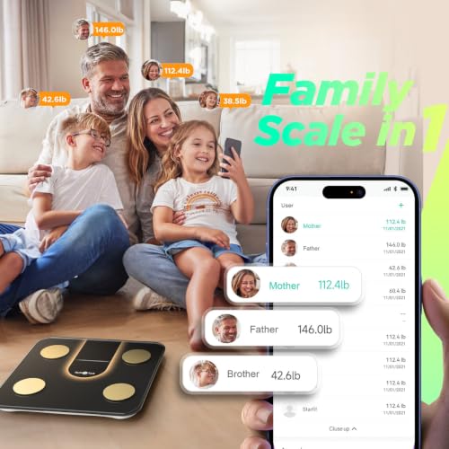 Smart Digital Body Weight Scale with 8-in-1 VA Display and Heart Rate Monitor
