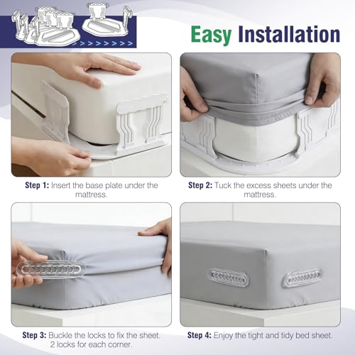 Bed Sheet Holder Grippers, 4PC Non-Slip Mattress Fasteners