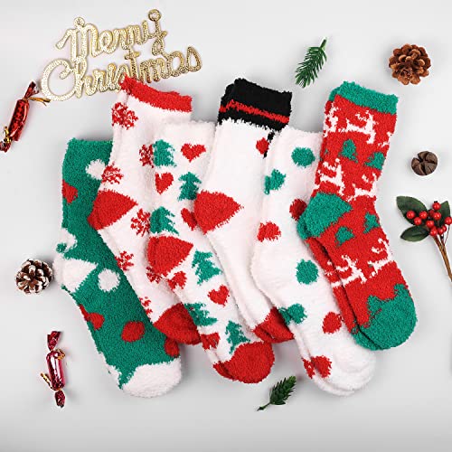 Christmas Color Fuzzy Cozy Slipper Socks for Women - Winter Warm Gifts