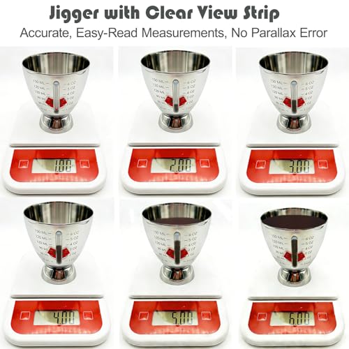 Sipoyen Silver Stainless Steel Cocktail Jigger with OZ & ML Markings, 1-6oz