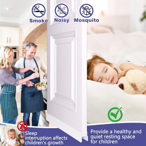 Adjustable Silicone Door Draft Stopper & Bottom Seal Strip, 39 Inch, White