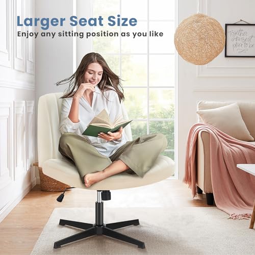 Criss Cross Chair - Armless PU Leather Swivel Vanity Desk Chair