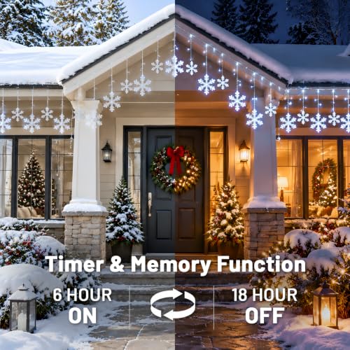 Suddu Christmas Snowflake Lights Outdoor 168 LED Cool White 10.7ft Connectable