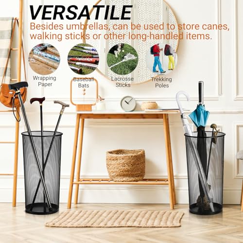 2-Pack Metal Mesh Umbrella Stand - 20-Inch Tall Freestanding Entryway Holder
