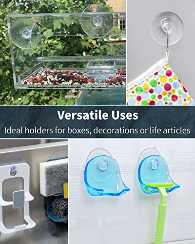 Pawfly 1.8 in 10pcs Suction Cups - Small Transparent Rubber Hooks for Window, Mirror, Kitchen