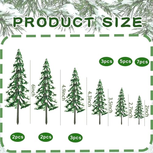 22-Piece Mini Snow Pine Trees Set (2-6 Inch) for Christmas Village & Dioramas