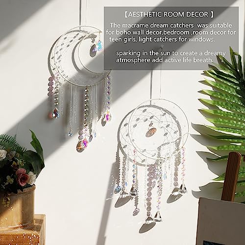 Moon Dream Catcher Crystal Suncatcher Boho Wall Decor for Bedroom
