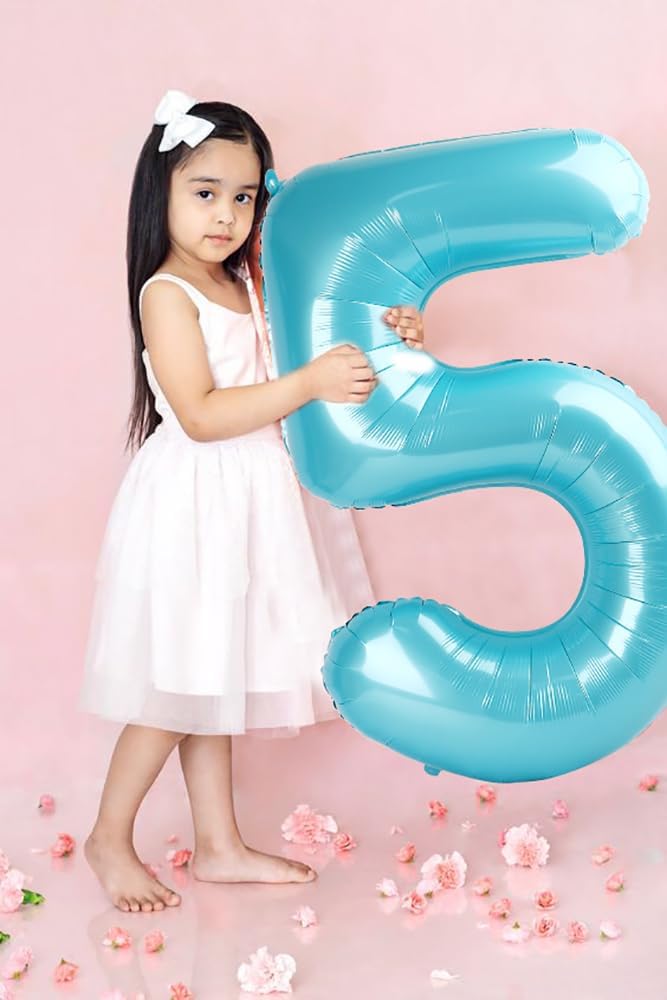 Pastel Blue 40 Inch Number 8 Balloon - Perfect for 8th Birthday Parties & Celebrations