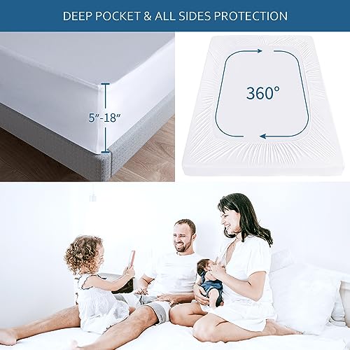 Moonsea Waterproof Queen Mattress Protector - Breathable & Noiseless