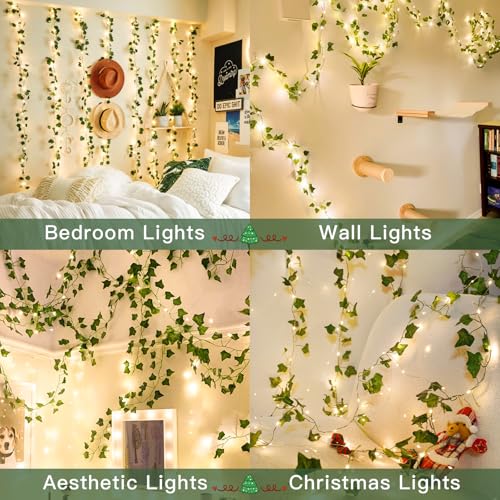 Suddus 33FT 100LED Ivy Vine Fairy Lights Battery Operated with Remote