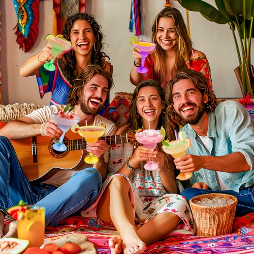 30 Pack Neon Plastic Margarita Glasses 12 oz Disposable Cocktail Cups for Parties