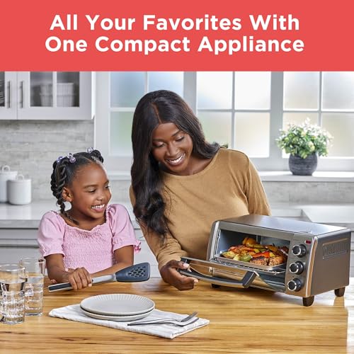 Compact 4-Slice Countertop Toaster Oven with Timer & Removable Crumb Tray