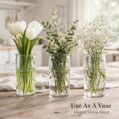16 oz Mason Jar Drinking Glasses - Set of 6 Vintage Glass Tumblers
