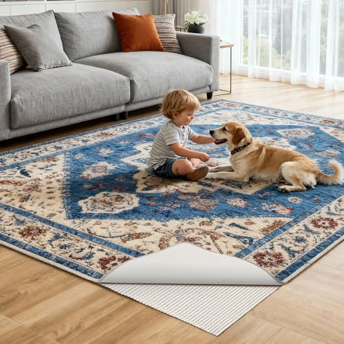Non-Slip Rug Pad 5x7 FT - Extra Thick Cushioned Carpet Pad for Hard Floors