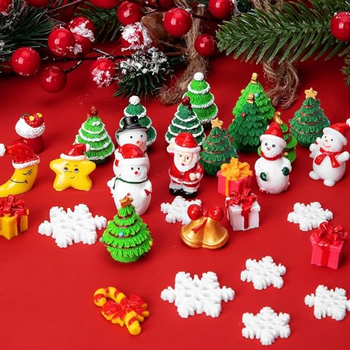 37-Piece Miniature Resin Christmas Figurines for DIY Holiday Decor