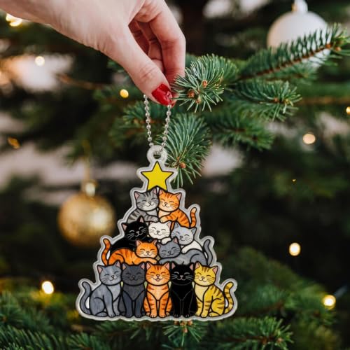 Cat Christmas Ornaments for Tree Decor - Festive Holiday Decorations 3.94in