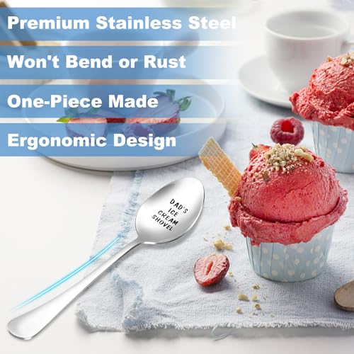LifHap XL Pack of 2 Dad's Ice Cream Shovel Spoon Gift for Dad—Clear Engraved Inscription