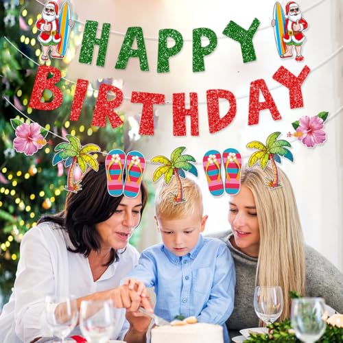 Pre-assembled Christmas & Birthday Banner Set for Tropical & Hawaiian Holiday Parties