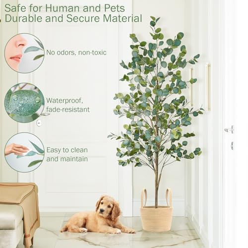 6FT Artificial Eucalyptus Tree - Lifelike Faux Potted Plant
