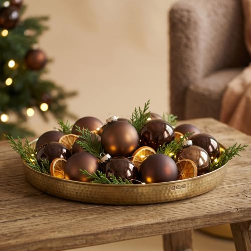 2.36-Inch Brown Glass Christmas Ornament Baubles, Set of 12