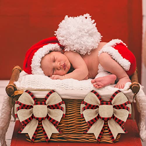 Geosar 4 Pcs Christmas Buffalo Plaid Bows Decor Red & Black Classic Holiday