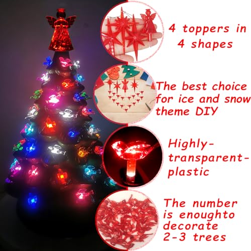 Ceramic Christmas Tree Replacement Bulbs & Toppers - Red Bird Peg Set
