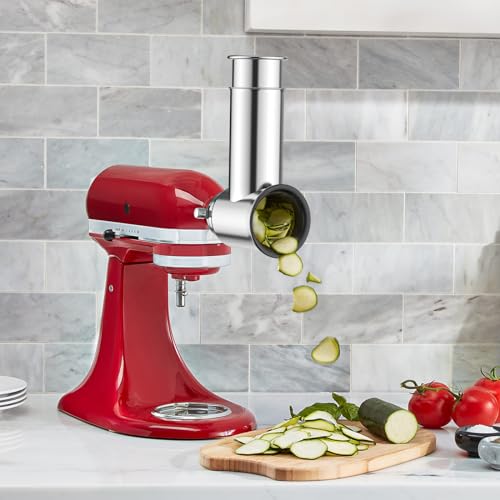 Stainless Steel Slicer and Shredder Attachment with 4 Blades