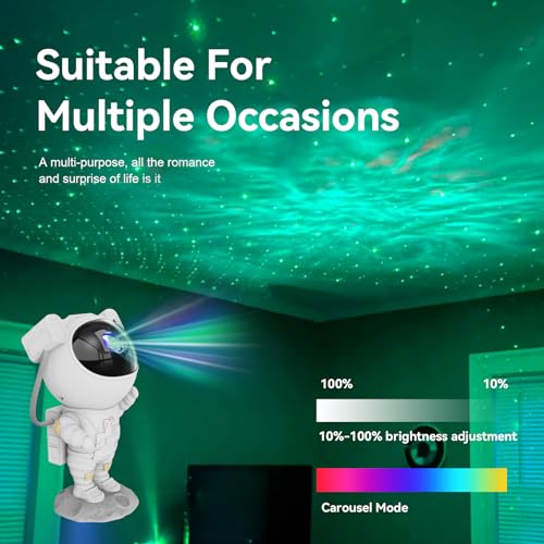 Astronaut Galaxy Star Projector - LED Nebula Night Light with Remote & Timer