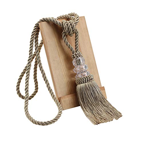 4-Pack Hand-Woven Tassel Curtain Tiebacks - Decorative Gold Holdbacks