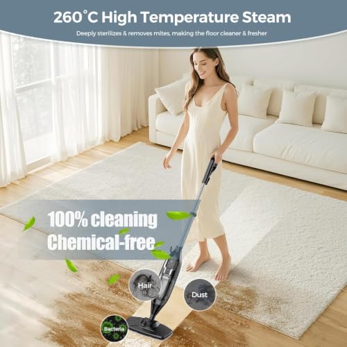 12-in-1 Steam Mop and Handheld Steam Cleaner for Hardwood, Tile, and Grout