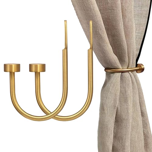 Solid Steel Curtain Holdbacks - 6-Inch Disk Finial Hook, Set of 2