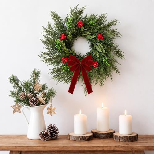 18 Inch Green Artificial Christmas Wreaths Bulk 6 Pcs Mixed Pine Holiday Decor