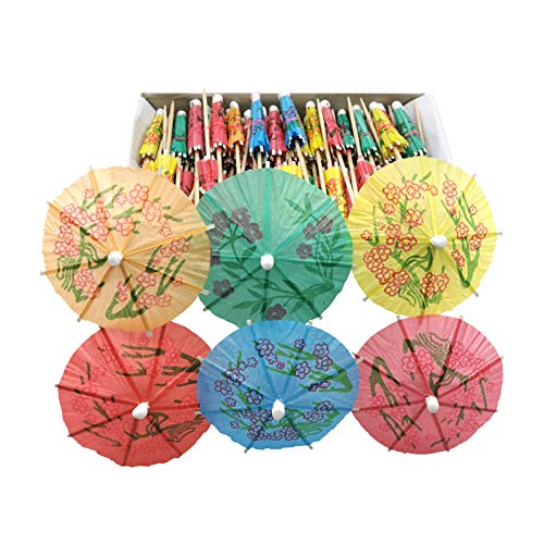 BLUE TOP 144 Pack 4-Inch Colorful Cocktail Umbrella Picks for Drinks & Food