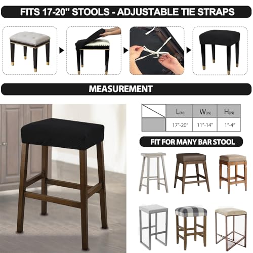 Waterproof Rectangle Bar Stool Covers - 2 Pack Stretch Seat Protectors