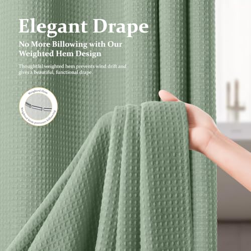 Dynamene Waffle Shower Curtain 72x72 Sage Green Heavy Duty