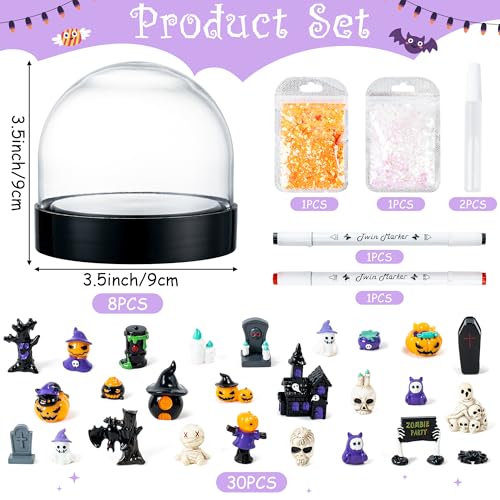 DIY Halloween Snow Globe Craft Kit (8 Pack) - Make Your Own Spooky Decor