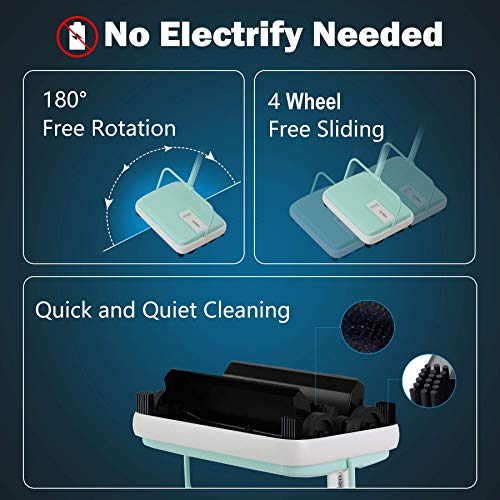 Eyliden Mini Carpet Sweeper, Non-Electric Hand Push Rug Cleaner, Mint