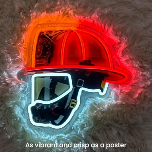 Welinly Firefighter Helmet LED Neon Sign - Fire Rescue Wall Decor (Vari: Firefighter)