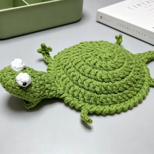 Green Crochet Lizard Coaster - Handmade 3D Amigurumi Mug Rug, Fun Decorative Drink Mat